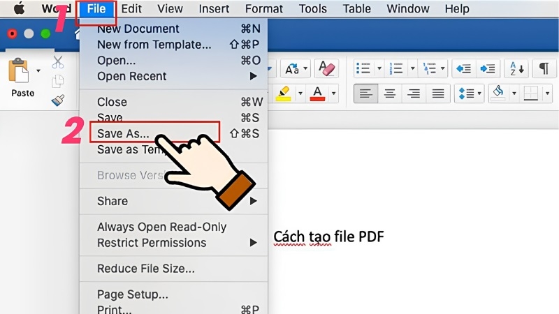 Hộp thoại Save As trong Word với mục chọn định dạng PDF Hộp thoại Save As trong Word với mục chọn định dạng PDF