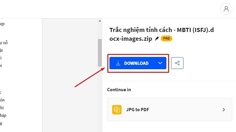 Nút tải xuống ảnh sau khi chuyển đổi từ SmallPDF