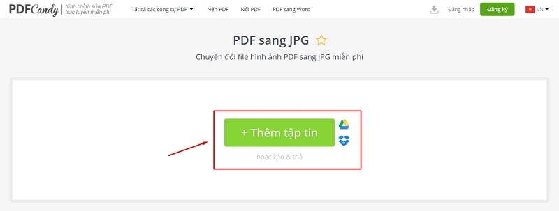 Nhấn vào nút thêm tệp tin