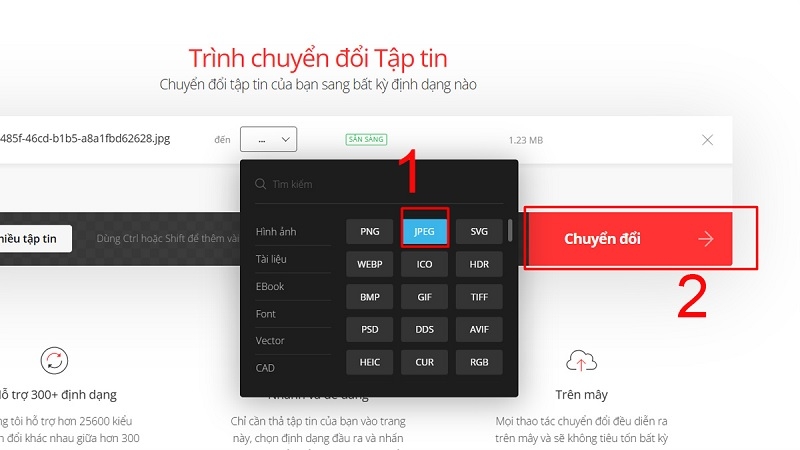 Chuyển đổi ảnh bằng công cụ trực tuyến bước 2
