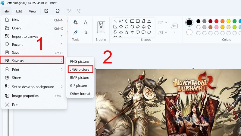 Dùng Paint có sẵn trên máy tính bước 1