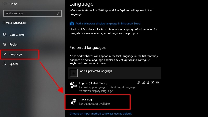 Tìm và chọn ngôn ngữ Tiếng Việt trên Windows Tìm và chọn ngôn ngữ Tiếng Việt trên Windows