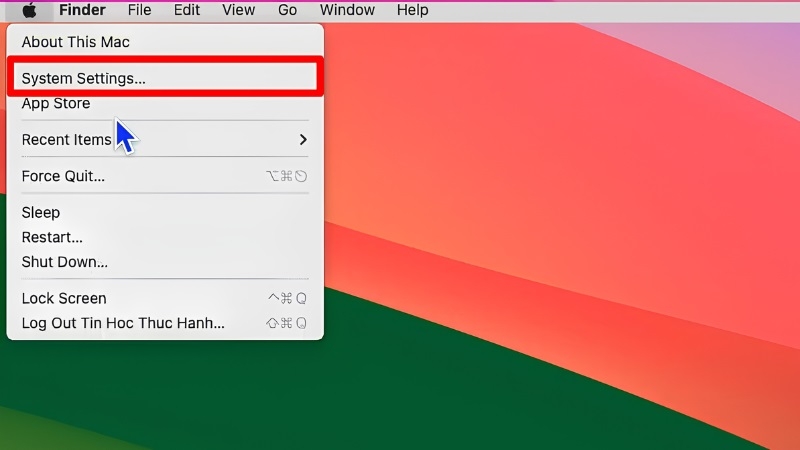 Mở System Settings trên MacBook Mở System Settings trên MacBook