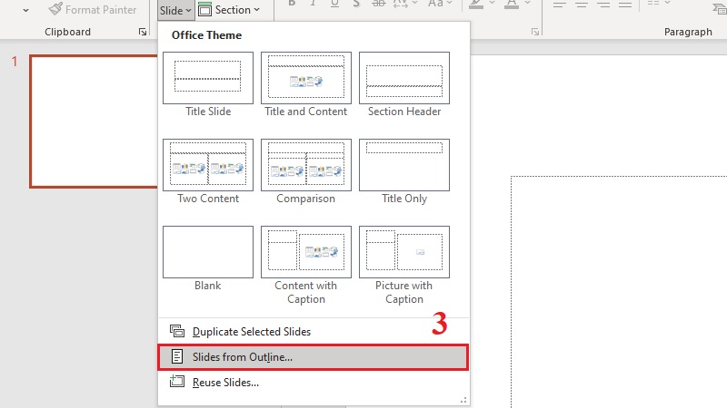Chuyển Word sang PowerPoint trực tiếp trong PowerPoint bước 3