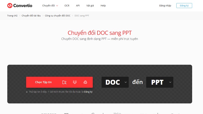 Chuyển đổi bằng công cụ online bước 1