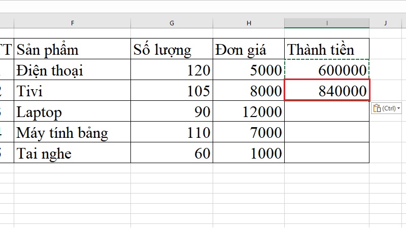 Dùng biểu tượng Paste Options sau khi dán bước 2 Dùng biểu tượng Paste Options sau khi dán bước 2