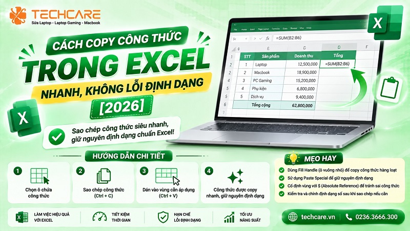 Cách copy công thức trong Excel nhanh, không lỗi định dạng [2026]