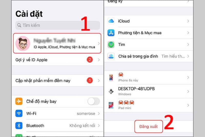 Chọn vào nút Đăng xuất