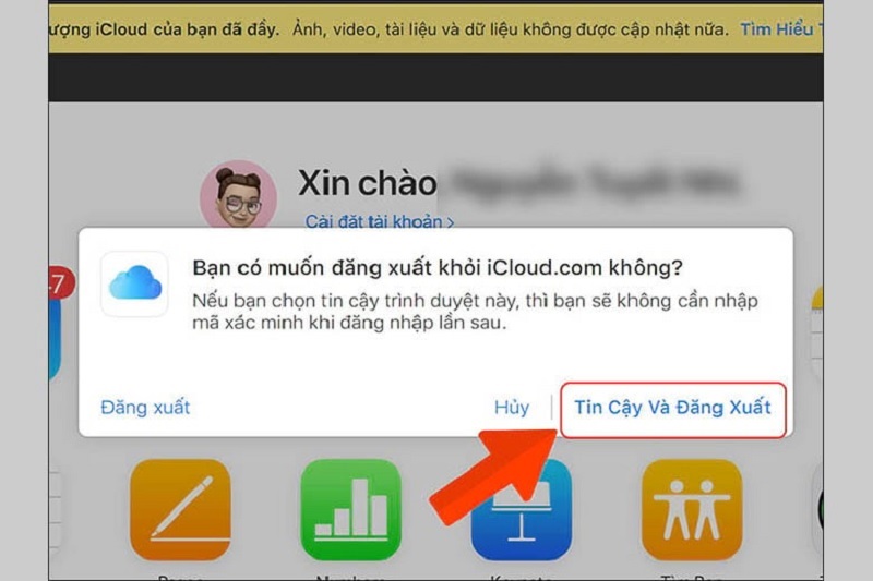 Nhấn vào Tin cậy và Đăng xuất