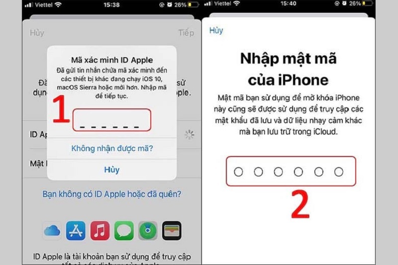 Nhập mã của iPhone vào để đăng nhập tài khoản