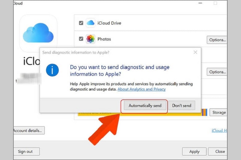 Chọn Automatically send