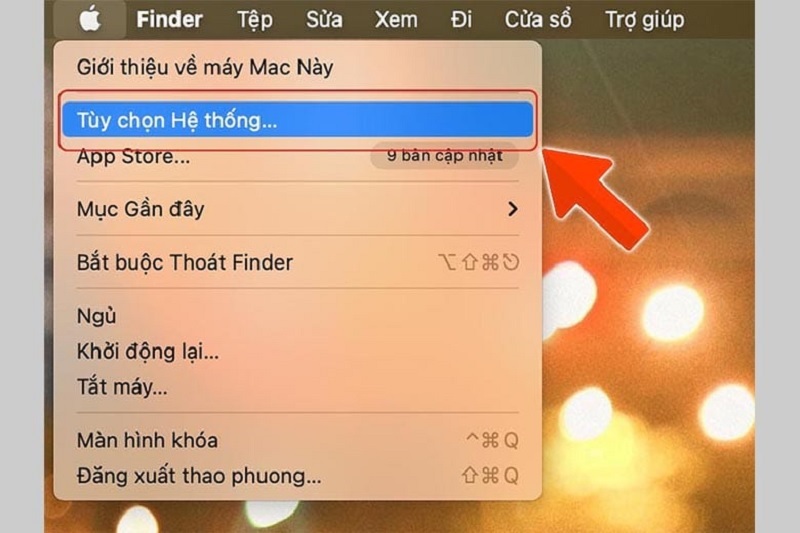 Chọn vào mục Tùy chọn Hệ thống...