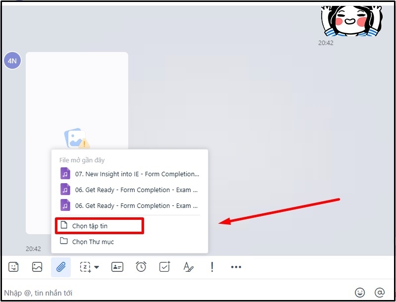 Nhấn vào tùy chọn Chọn tập tin