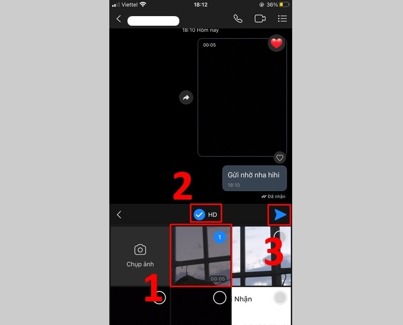 Nhấn biểu tượng Gửi