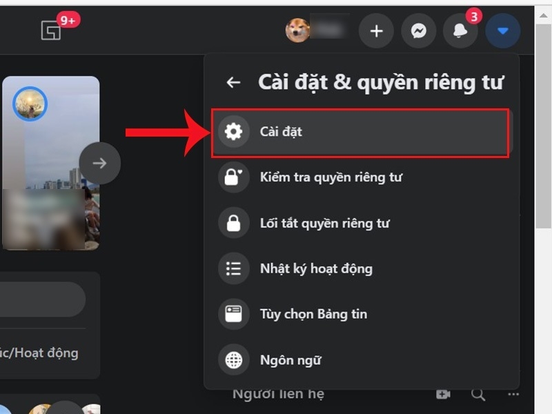 Chọn Cài đặt