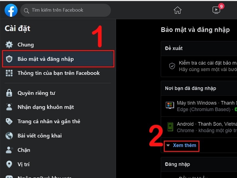 Nhấn vào mục Xem thêm