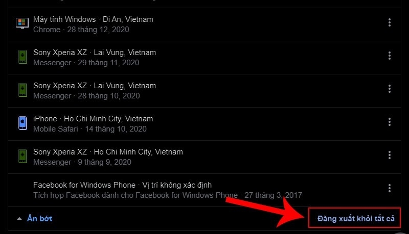Chọn Đăng xuất khỏi tất cả