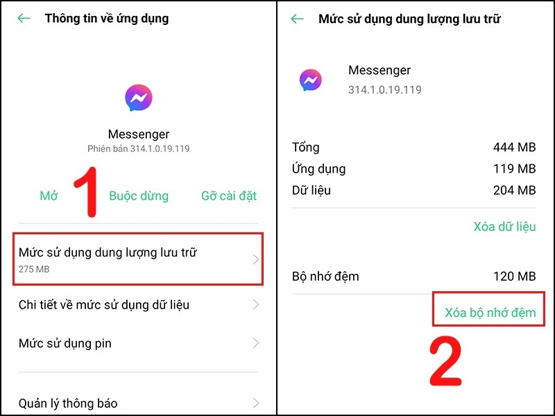 Chọn Xóa bộ nhớ đệm