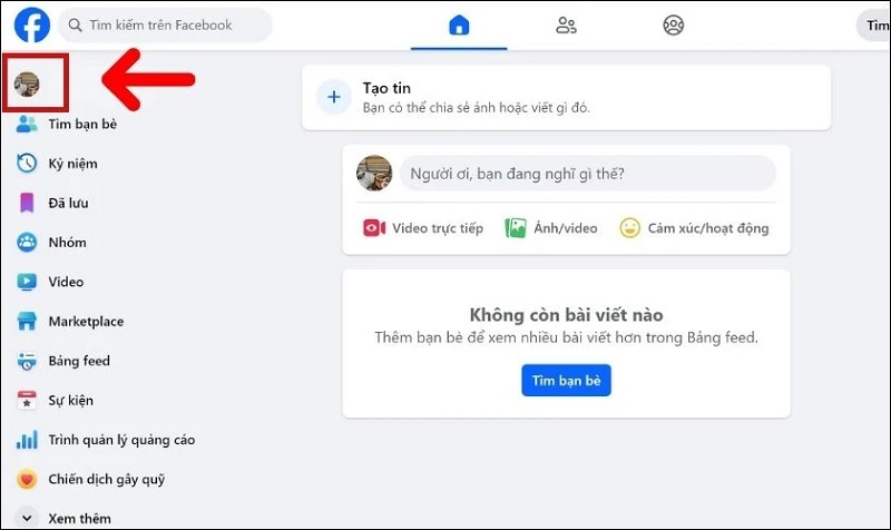 Chọn vào biểu tượng cá nhân