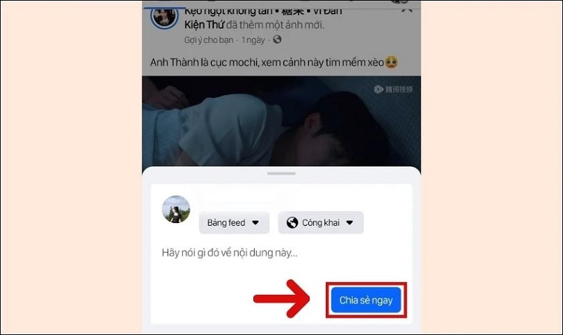 Nhấn nút Chia sẻ