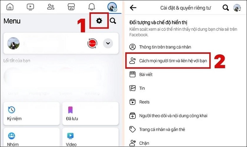 Chọn vào mục Cách mọi người tìm và liên hệ với bạn