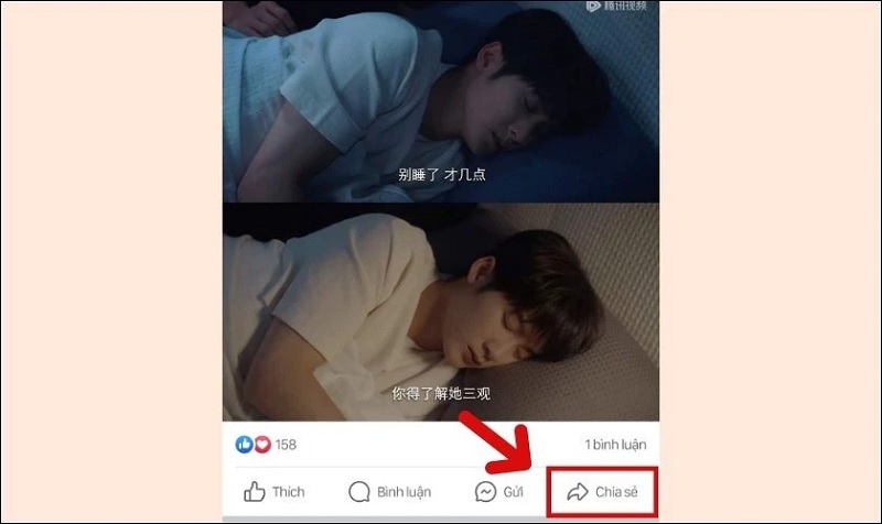 Nhấn vào nút Chia sẻ