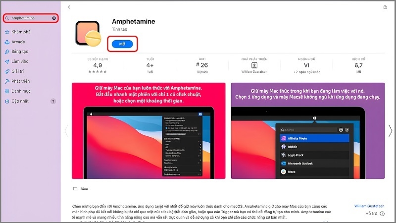 Tải ứng dụng Amphetamine từ App Store