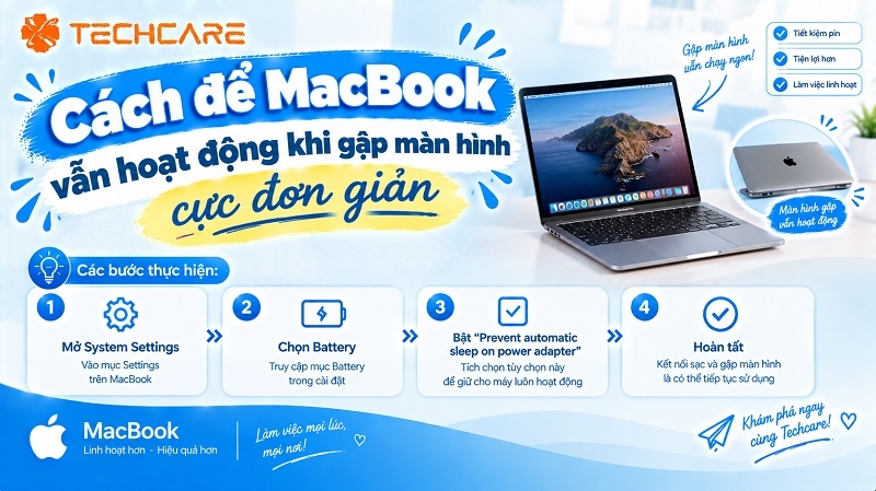 Cách để MacBook vẫn hoạt động khi gập màn hình cực đơn giản