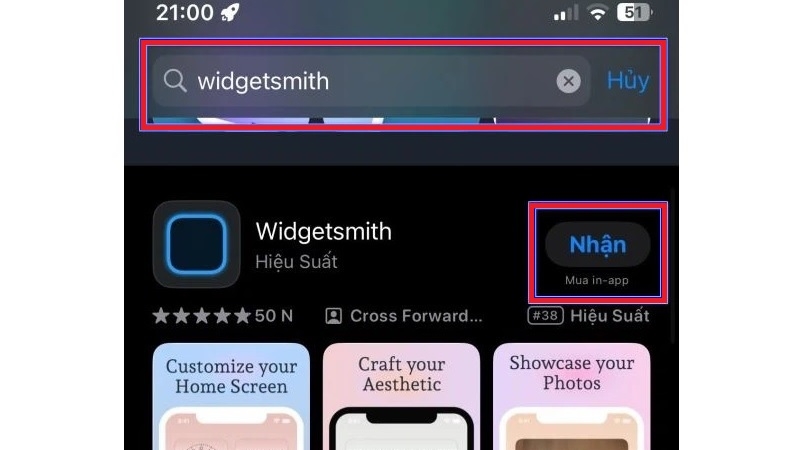 Nhấn vào nút Nhận Nhấn vào nút Nhận