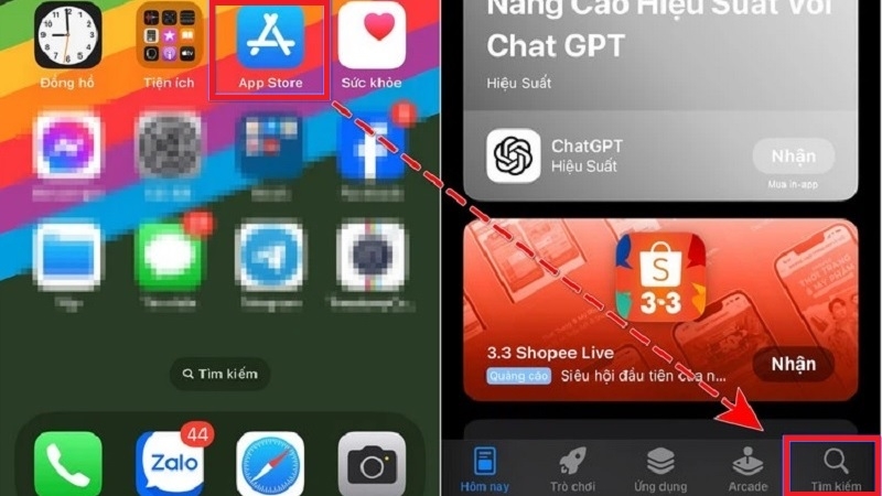 Nhấn vào biểu tượng Tìm kiếm Nhấn vào biểu tượng Tìm kiếm