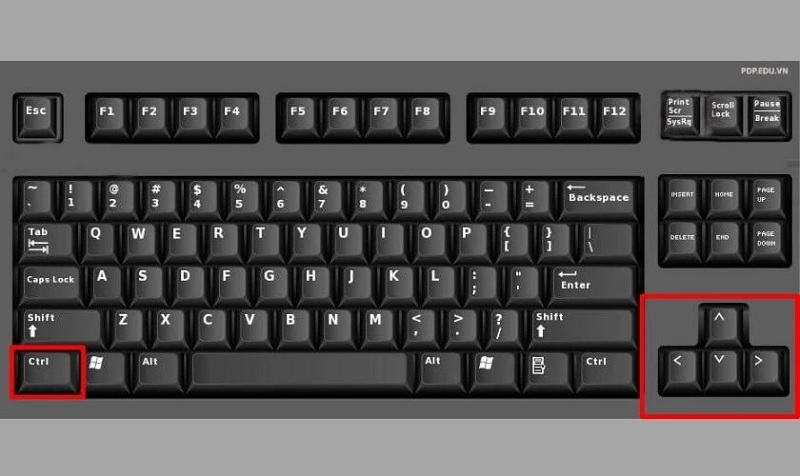 Nhấn giữ đồng thời vào phím Ctrl + phím mũi tên