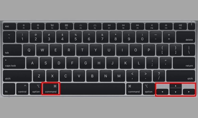 Nhấn giữ vào phím Command kết hợp với phím mũi tên