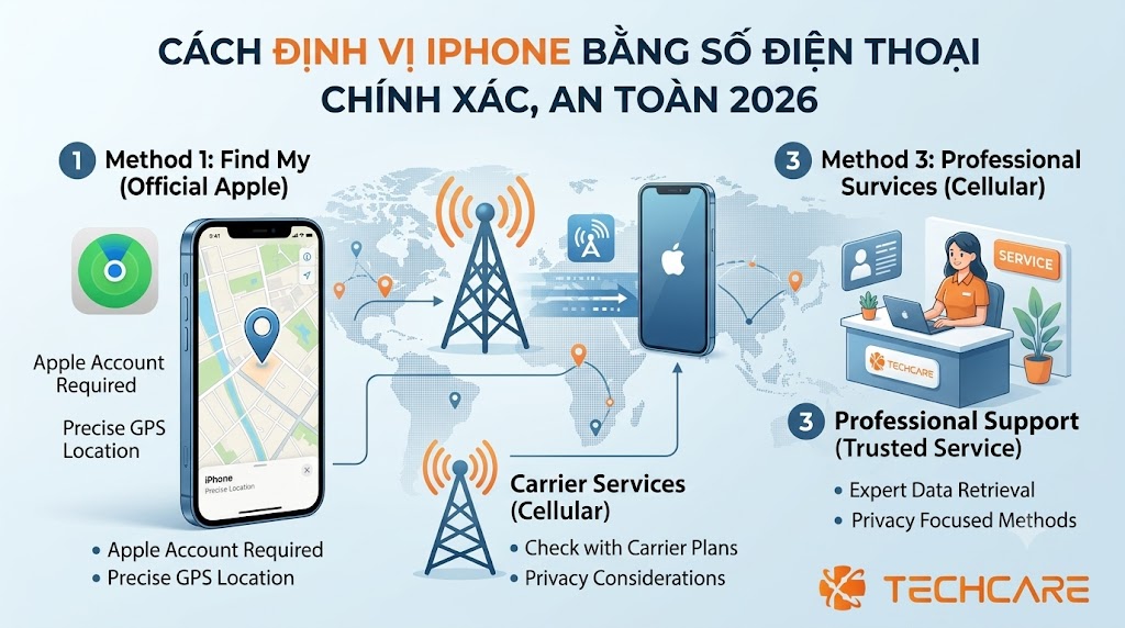 Cách Định Vị iPhone Bằng Số Điện Thoại Chính Xác, An Toàn 2026