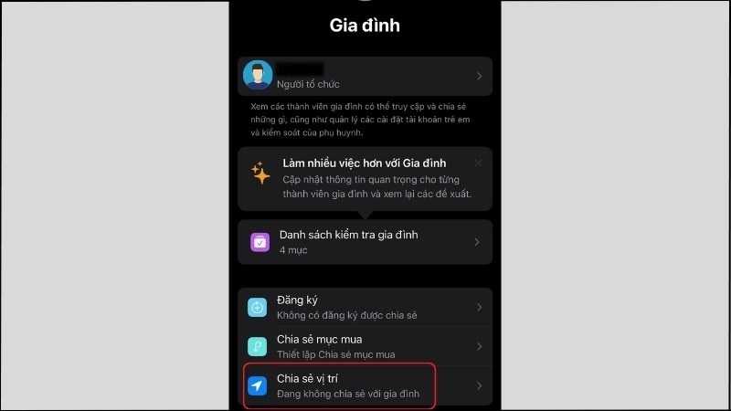 Chọn mục Chia sẻ vị trí