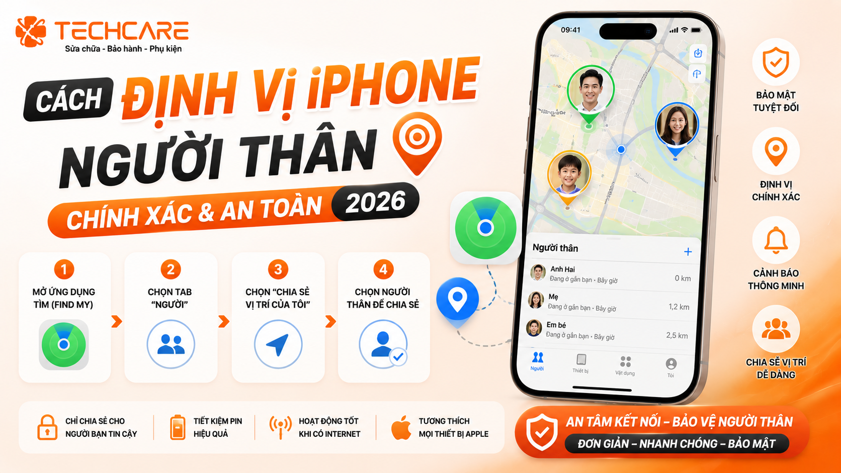 Cách Định Vị iPhone Người Thân Chính Xác và An Toàn 2026