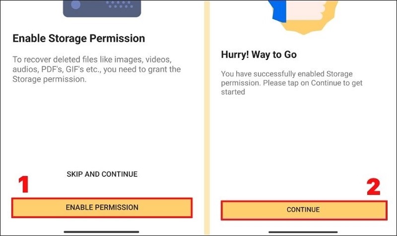 Nhấn CONTINUE để tiếp tục
