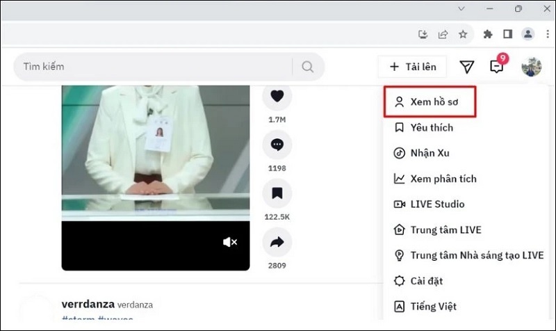 Chọn vào mục Xem hồ sơ