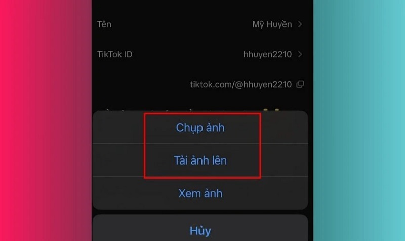 Chọn Tải ảnh lên