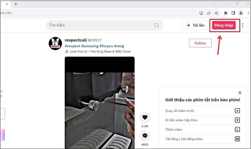 Chọn vào nút Đăng nhập