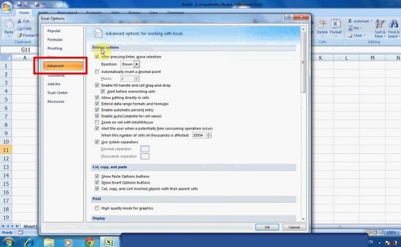 Nhấn vào tùy chọn Advanced