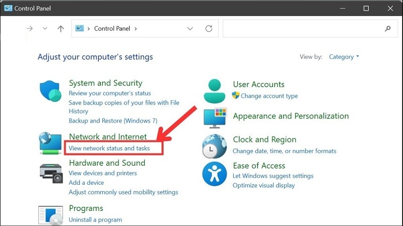 Giao diện Control Panel với mục Network and Sharing Center Giao diện Control Panel với mục Network and Sharing Center