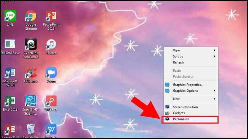 Click chuột phải vào Desktop