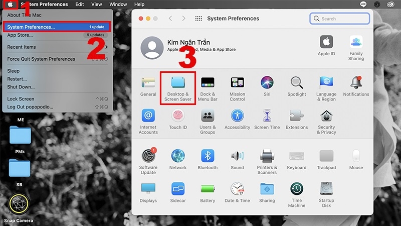 Mở system settings để đổi hình nền macbook