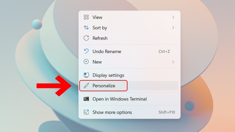 Mở personalize để đổi hình nền win 11