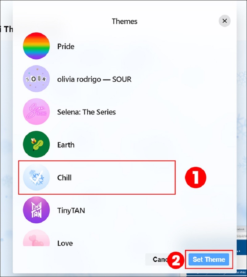 Nhấn nút Set Theme