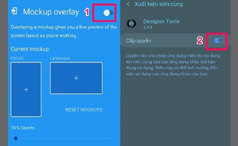 Kéo thanh trượt Mockup overlay sang phải