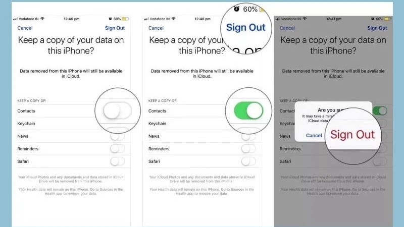 Nhập thông tin của tài khoản iCloud mới