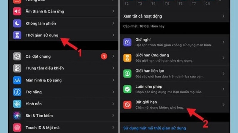 Gạt thanh trượt ở mục Bật giới hạn sang phải