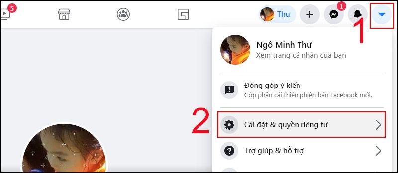 Chọn vào mục Cài đặt và quyền riêng tư