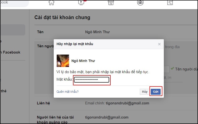 Nhấn nút Gửi để kết thúc